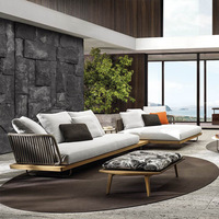 Ensemble de jardin extérieur de style moderne, cadre en aluminium, canapé en teck massif, chaise de détente, villa, véranda en plein air, cour, jardin