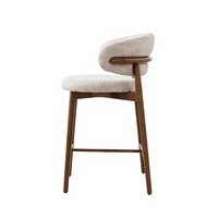 Chaise de bar et tabouret de cuisine de style nordique moderne en bois massif durable avec dossier, idéal pour restaurant commercial et maison