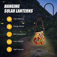 Lanternes solaires en verre mosaïque blanc froid en gros, étanches IP44, pour décoration extérieure de jardin, d'arbres et de terrasses