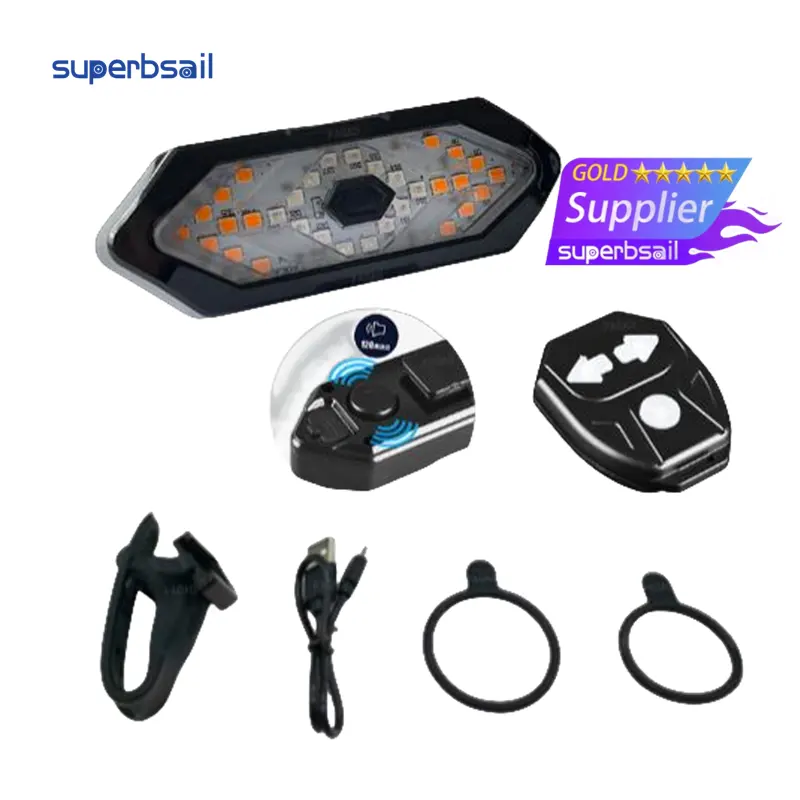 Superbsail Smart Ebike lampada Wireless telecomando segnale di direzione MTB strada corno luce USB LED ciclismo fanale posteriore per bicicletta luce