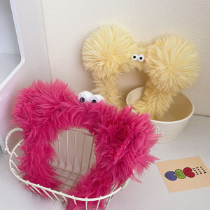 Jolie mode petits monstres avec couleur cheveux cerceau peluche poupée pour femmes large bord bandeau avec pince à cheveux accessoires de cheveux - Product Image 3