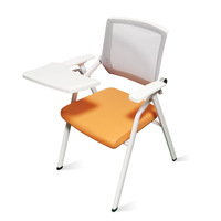 Chaise de conférence multifonctionnelle haut de gamme avec tablette d'écriture pliable, en maille, design minimaliste moderne pour le bureau