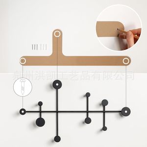 Modern metal wall-mounted coat rack, <b>black</b> bedroom wall <b>hooks</b>, wrought iron hat and bag <b>hooks</b>. - Product Image 2