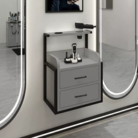 Nouvel équipement pour salons de coiffure 2026 : Meuble mural de rangement doré pour outils de salon