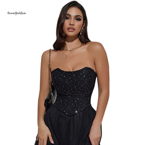 Sexy Hollow Diamond <strong>Strapless</strong> Women's <strong>Bodysuit</strong> Elegant Fashion Corset Tube Top Firm Everyday Nightclub Slimming <strong>Shapewear</strong> - Product Image 1