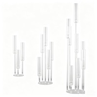 Candélabre en acrylique, centre de table, porte-bougie en cristal à 5 bras, pour mariage, dîner, fête, compatible avec les bougies LED