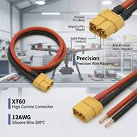 كابل توصيل XT60 مع سلك سيليكون 12AWG مطلي بالذهب عالي التيار ذكر وأنثى لبطارية ليثيوم بوليمر للطائرات بدون طيار