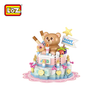 Jouet de construction LOZ Mini : Ours en peluche, gâteau, dessert, frites, hamburger, puzzle, décoration de meubles pour l'éducation