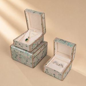 Zebopak Light Green Floral Print Jewelry Box Set with Necklace <b>Ring</b> Bangle <b>Storage</b> Case Gift Packaging Wholesale - Product Image 3