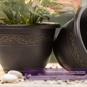 <span class=keywords><strong>Vaso</strong></span> <span class=keywords><strong>da</strong></span> fiori grande <span class=keywords><strong>in</strong></span> metallo classico per balcone, <span class=keywords><strong>in</strong></span> resina effetto rame vintage, <span class=keywords><strong>da</strong></span> terra, di grande diametro - Product Image 2