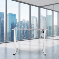 Bureau d'ordinateur moderne électrique en panneau de bois, convertible, extensible, pour gamer, avec moteur unique, réglable, optionnellement fixable au mur, pour la maison