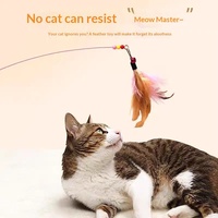 Jouet pour chat, baguette à plumes avec longue tige en fil d'acier, petite clochette, durable, résistant aux morsures, pour chats et chatons