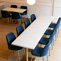Ensemble de chaises de salle à manger en velours luxueux et table en marbre pour 2/4 personnes, mobilier commercial pour restaurant, café, bistrot