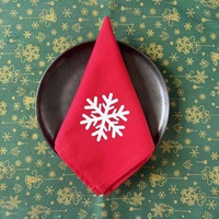 Serviettes de table modernes imprimées de cerfs de Noël, flocons de neige et arbres, décoration de table festive, tissu polyester