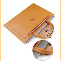 Tas Laptop Kulit PU Ultra Tipis Sederhana Tahan Lama Portabel, Tas Selempang, Logo Custom, Tas Kantor Pria, Tempat Komputer/Tablet