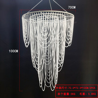 Décoration de scène de mariage pour salle d'événements : Décoration suspendue de plafond, perles, draperie lumineuse, toile de fond, lustres