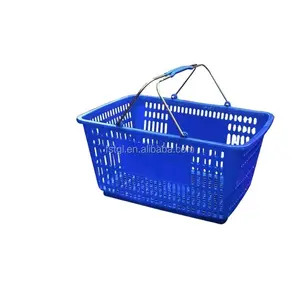 Wholesale Newest Hypermarket Plastic Shopping Basket With Double Handle