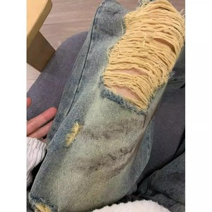 Jeans a Gamba Larga da Donna Stile Retrò Casual a Vita Bassa con Strappi Jeans Versatili Vendita all'Ingrosso - Product Image 4