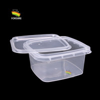 Conteneur à crème glacée jetable en PP transparent de 1L, boîte à beurre carrée en plastique personnalisable avec logo OEM, seau de qualité alimentaire avec fermoir antivol