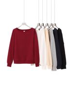 Sweat-shirt à épaules dénudées en coton Hua, haut à épaules tombantes, chemisier ample décontracté, vêtements de mode personnalisés pour femmes