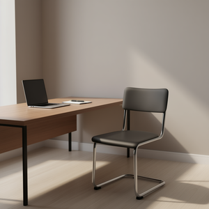 Sedia da Ufficio Homeera Nera con Schienale Solido, Base a Slitta, Telaio in Metallo, Design Moderno e Minimalista, Arredamento Commerciale - Product Image 2