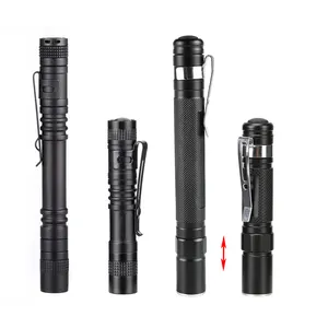 Super brilhante Mini LED lanterna 3A bateria impermeável bolso caneta luz Zoomable tocha luzes