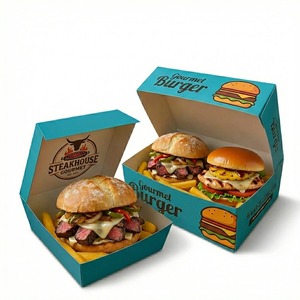 Custom Recyclable Burger <b>Box</b> Disposable Paper <b>Folders</b> Hamburger Packaging Food Grade Takeaway Fast Food Matt Lamination Logo OEM - Product Image 3