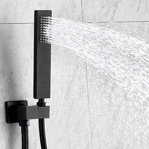 Douche Noir, noir mat En Laiton Robinet de Douche Complet Kit De Douche avec 12 Pouces Plafond Pluie Tête et Corps Pulvérisateur - Product Image 6