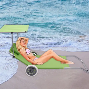 <span class=keywords><strong>Chaise</strong></span> <span class=keywords><strong>longue</strong></span> <span class=keywords><strong>de</strong></span> camping pliable robuste <span class=keywords><strong>avec</strong></span> <span class=keywords><strong>roues</strong></span> et parasol intégré pour pique-nique familial, idéale pour la <span class=keywords><strong>plage</strong></span> et les activités <span class=keywords><strong>de</strong></span> plein air - Product Image 2