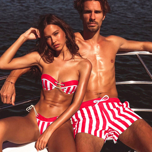 Paio di Bikini a righe costumi da bagno donna fascia Push up Bikini Set Sexy triangolo <span class=keywords><strong>costume</strong></span> da bagno <span class=keywords><strong>uomo</strong></span> <span class=keywords><strong>costume</strong></span> da bagno costumi da bagno - Product Image 4