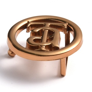 Boucle de ceinture ronde en alliage de cuivre, acier et fer, style ancien, 35 mm, avec logo personnalisé, couleur laiton - Product Image 3