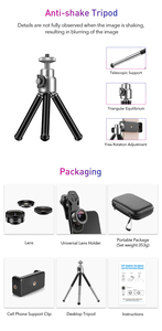 Kit d'objectif de caméra télescopique 22X105-4IN1 22x Zoom - Verre optique en aluminium portable grand angle <span class=keywords><strong>macro</strong></span> fisheye pour mobile - Product Image 4
