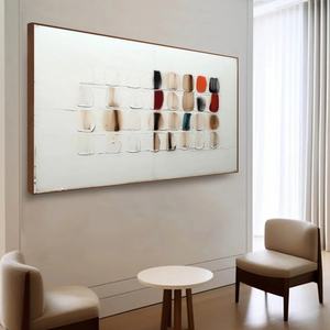 Peinture à l'huile abstraite minimaliste sur carreaux texturés originaux, art mural 100% peint à la main sur toile, décoration pour la maison et l'hôtel, cadre en bois, à suspendre - Product Image 2