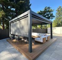 Kits de Techo de Pérgola de Aluminio para Jardín, Cubierta para Patio Trasero de 4m x 3m, Toldo Retráctil con Techo de Lamas y Pantalla