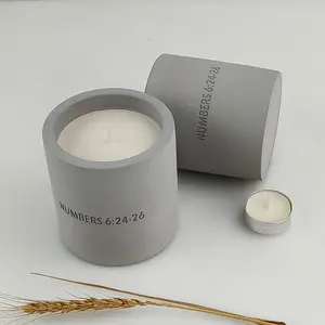 Wholesale Home Decoration Wedding Luxury Cylinder Modern Matte Concrete Candle Holder Vessels Custom Cement Candle Jar