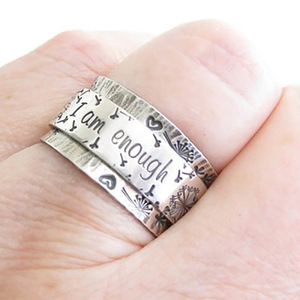 Anello Dandelion da Donna Vintage con Scritta 'I Am Enough', Anello Regolabile Minimalista alla Moda per Uso Quotidiano - Product Image 2