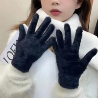 Gants d'hiver en velours de vison à cinq doigts, gants chauds et résistants au froid pour femmes, pour l'extérieur, le cyclisme, couleur unie, mitaines Wistiti