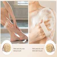 Brosse corporelle exfoliante premium en bois avec nœuds de massage, brosse de bain exfoliante pour la peau, brosse de douche à main avec sangle