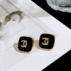Classic CC Original Logo Jewelry Earrings For Women Luxury Brand Initial Double CC Designer Hoop