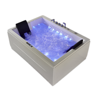 Baignoire Jacuzzi rectangulaire moderne à double hydromassage pour 2 personnes, 3 parois, 6 jets, en acrylique écologique