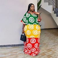 Robe Bubu décontractée pour femme grande taille, nouvelle collection, tendance, à col revers, coupe ample, imprimé géométrique africain, style caftan, color-block, pour la maison
