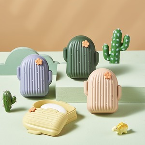 Cactus Soap Dish With Lid Drainable PP Material For Bathroom Student Dormitory Use - Product Image 1