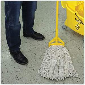 Boardwalk 2032CCT <b>Microfiber</b> Wet <b>Mop</b> <b>Head</b> Cut-End Cotton No. 32 White Adjustable Handle for Home Use 12/Carton - Product Image 4