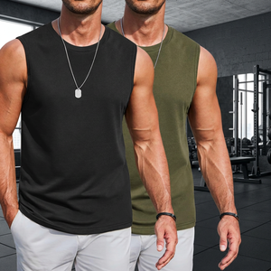 <b>Mens</b> Compression Muscle Tank Sleeveless O Neck Polyester Fitness Gym Workout <b>Vest</b> Sports <b>Training</b> Shirt Athletic Activewear Tops - Product Image 2