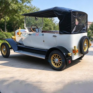 Auto Clásico Eléctrico Vintage con Carrocería Blanca y Techo Negro, Vehículo Retro Personalizable para Pasajeros - Product Image 6