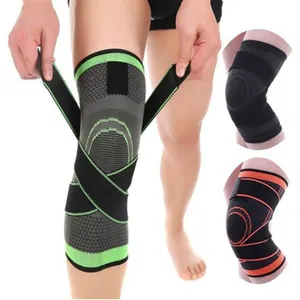 Genouillère réglable en tricot personnalisé genouillère à compression élastique en nylon orthèse de soutien du genou