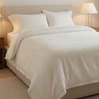 Ensemble de housse de couette en mousseline blanche, 4 couches, 100% coton gaze, respirant et léger