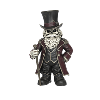 Statue de gnome squelette en résine vintage pour gentleman, avec canne de marche, résistante aux intempéries, ornement de jardin extérieur