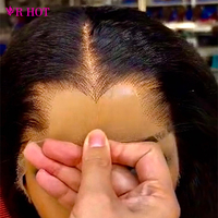 Peluca frontal de encaje transparente HD 13x6 con forma de M, cabello humano liso y largo, sin pegamento