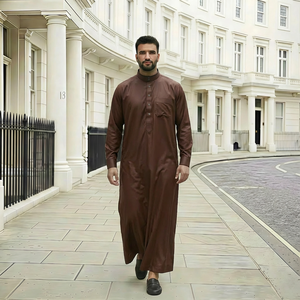 ラマダンEid Al-Fitrのための様々なサイズ工場カスタムファッションサウジスタイルイスラム教徒のビジネスThobeモダンフィットスタンド襟 - Product Image 1